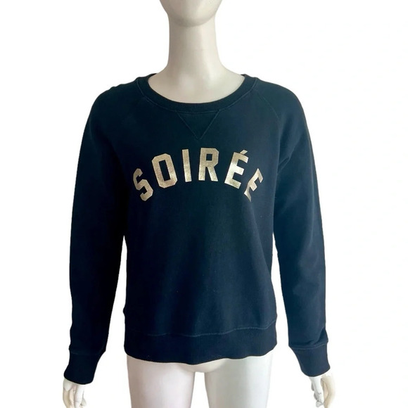 MOTHER The Big Easy Crewneck Pullover Sweatshirt Soirée  Black Gold Small - Picture 2 of 9